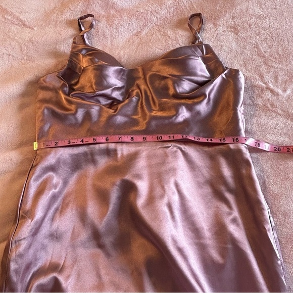 NWOT lilac satin prom dress cowl neckline spaghetti straps lace up back size 12 - Picture 8 of 10